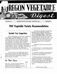 1961  Vegetable  Variety  Recommendations