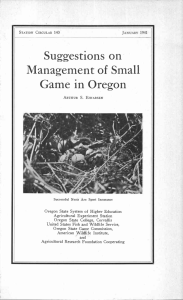Management of Small Game in Oregon Suggestions on