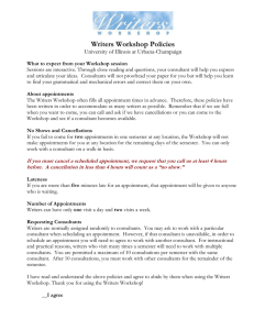 Writers Workshop Policies University of Illinois at Urbana-Champaign