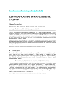 Generating functions and the satisfiability threshold Vincent Puyhaubert