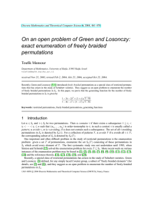 On an open problem of Green and Losonczy: permutations Toufik Mansour