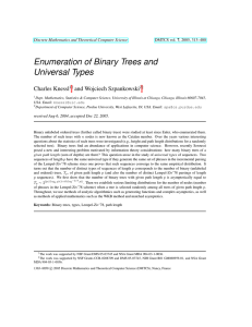 Enumeration of Binary Trees and Universal Types Charles Knessl and Wojciech Szpankowski
