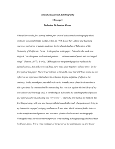 Critical Educational Autobiography ••Excerpt•• Katherine Richardson Bruna