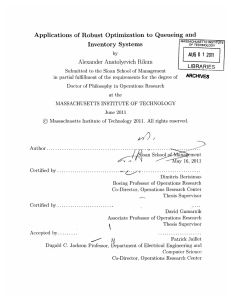 Applications  of  Robust  Optimization  to ... Inventory  Systems AUG 1