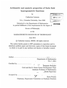 Arithmetic  and  analytic  properties  of ... hypergeometric  functions