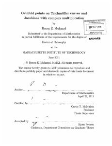 Orbifold  points  on  Teichmiiller  curves ... Jacobians  with  complex  multiplication LIBRARIE-S