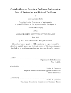 Contributions on Secretary Problems, Independent Sets of Rectangles and Related Problems