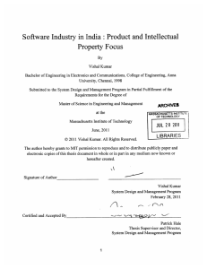 Software  Industry in India: Product and Intellectual Property Focus