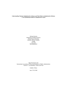 Understanding National Administrative Cultures and Their Role in Administrative Reform: