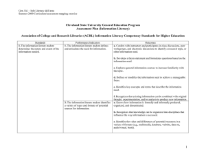 Cleveland State University General Education Program Assessment Plan (Information Literacy)