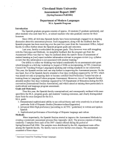 Cleveland State University Assessment Report 2007 Department of Modern Languages