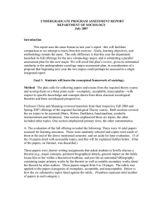 UNDERGRADUATE PROGRAM ASSESSMENT REPORT DEPARTMENT OF SOCIOLOGY July 2007 Introduction