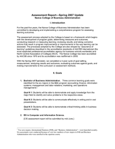 Assessment Report—Spring 2007 Update Nance College of Business Administration I. Introduction
