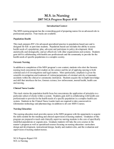 M.S. in Nursing 2007 NCA Progress Report # 10