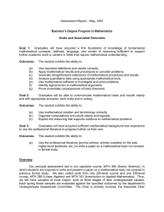 Assessment Report – May, 2007  Bachelor’s Degree Program in Mathematics