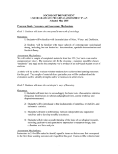 SOCIOLOGY DEPARTMENT UNDERGRADUATE PROGRAM ASSESSMENT PLAN Adopted May 2005