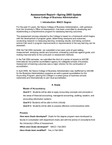 —Spring 2005 Update Assessment Report Nance College of Business Administration