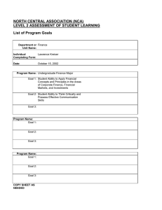 NORTH CENTRAL ASSOCIATION (NCA) LEVEL 2 ASSESSMENT OF STUDENT LEARNING