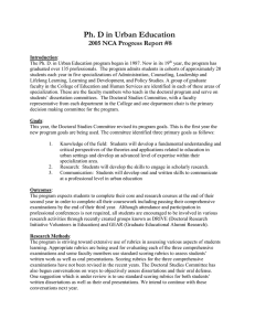 Ph. D in Urban Education 2005 NCA Progress Report #8