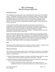 B.S. in Nursing 2005 NCA Progress Report #8