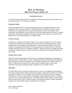 M.S. in Nursing 2006 NCA Progress Report #9