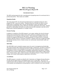 M.S. in Nursing 2005 NCA Progress Report #8