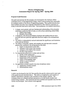 Doctor of Engineering Assessment Report for Spring 2003