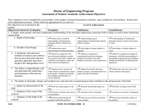 Doctor of Engineering Program Assessment of Student Academic Achievement Objectives