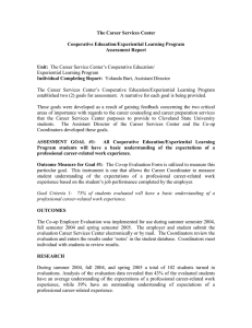The Career Services Center  Cooperative Education/Experiential Learning Program Assessment Report