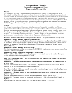 Assessment Report Narrative Campus Programming and Events Department of Student Life