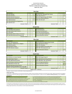 Bachelor of Mechanical Engineering NEW FALL 2014
