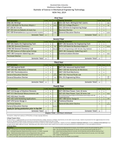 Bachelor of Science in Mechanical Engineering Technology NEW FALL 2014