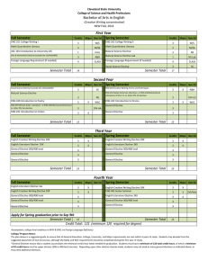 Bachelor of Arts in English Fall Semester  Spring Semester  Cleveland State University