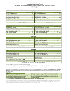 Bachelor of Arts in Journalism and Promotion Communication  ‐ Journalism Sequence NEW FALL 2014