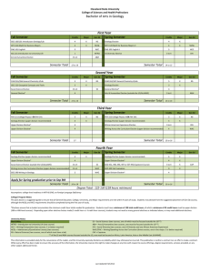 Bachelor of Arts in Geology Fall Semester Spring Semester Cleveland State University