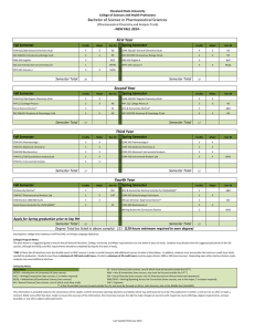 Bachelor of Science in Pharmaceutical Sciences ‐ NEW FALL 2014 ‐ Fall Semester  Spring Semester 