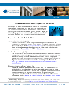 International Tobacco Control Organizations &amp; Resources
