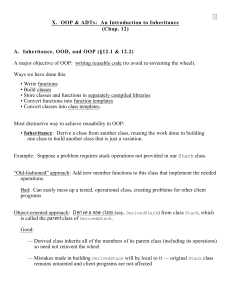 X.  OOP &amp; ADTs:  An Introduction to Inheritance