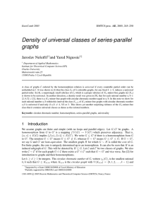 Density of universal classes of series-parallel graphs Jaroslav Neˇsetˇril and Yared Nigussie