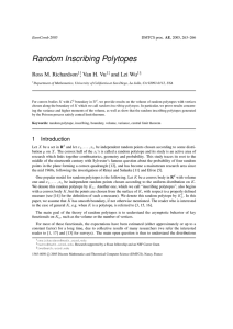 Random Inscribing Polytopes Ross M. Richardson , Van H. Vu and Lei Wu
