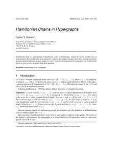Hamiltonian Chains in Hypergraphs Gyula Y. Katona EuroComb 2005