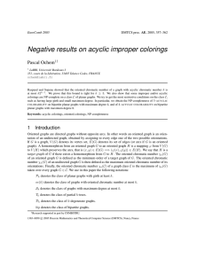 Negative results on acyclic improper colorings Pascal Ochem EuroComb 2005
