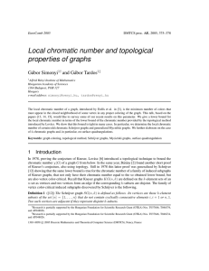Local chromatic number and topological properties of graphs G´abor Simonyi and G´abor Tardos