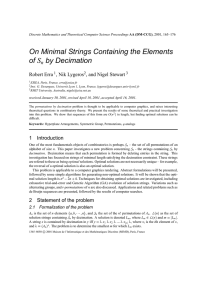 On Minimal Strings Containing the Elements of by Decimation S