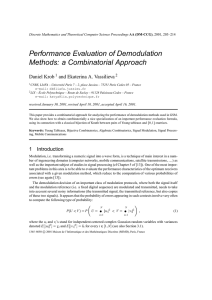 Performance Evaluation of Demodulation Methods: a Combinatorial Approach Daniel Krob