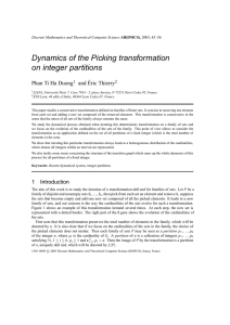 Dynamics of the Picking transformation on integer partitions Phan Ti Ha Duong