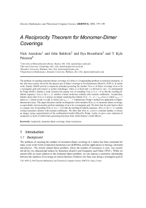 A Reciprocity Theorem for Monomer-Dimer Coverings Nick Anzalone and John Baldwin