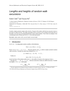 Lengths and heights of random walk excursions Endre Cs´aki and Yueyun Hu