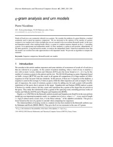 q -gram analysis and urn models Pierre Nicod`eme