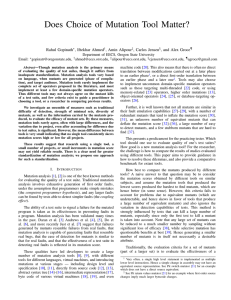 Does Choice of Mutation Tool Matter? Rahul Gopinath , Iftekhar Ahmed